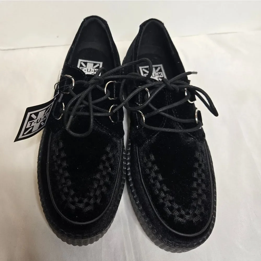NEW‎ TUK black velvet viva mondo platform vegan creeper unisex size M7/W9 EU 40